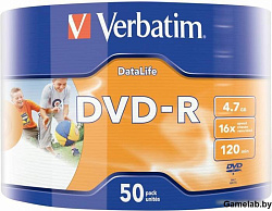 Диск DVD-R Verbatim 4.7Gb 16x bulk (50шт) Printable (43793)