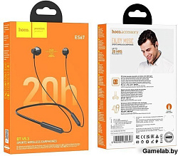 Гарнитура вкладыши Hoco ES67 черный беспроводные bluetooth шейный обод