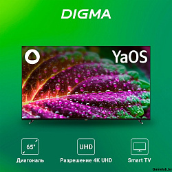 Телевизор LED Digma 65" DM-LED65UBB33 Яндекс.ТВ Frameless черный 4K Ultra HD 60Hz DVB-T DVB-T2 DVB-C
