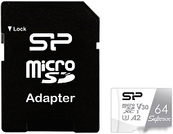 Флеш карта microSDXC 64Gb Class10 Silicon Power SP064GBSTXDA2V20SP Superior + adapter