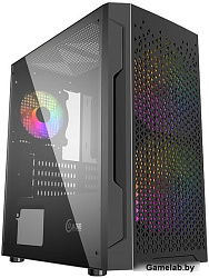 Корпус Powercase Mistral Micro Z3B Mesh LED, Tempered Glass, 2x 140mm + 1х 120mm 5-color fan, чёрный