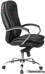 Кресло руководителя Бюрократ T-9950 черный кожа крестов. металл хром