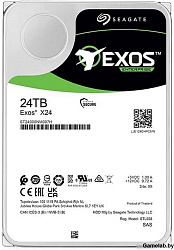 Seagate Жесткий диск серверный Seagate 3.5" 24TB Exos X24 SAS 12Gb/s, 7200 rpm, 512 MB ST24000NM007H
