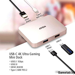 ATEN USB-C 4K Ultra Mini Dock with Power Pass-through