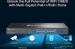 Коммутатор TP-Link SG3218XP-M2 (L2+) 16x2.5Гбит/с 2xКомбо(10GBase-T/SFP+) 2SFP+ 8PoE+ 240W управляем