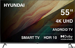 Телевизор LED Hyundai 55" H-LED55BU7009 Android TV Frameless Metal черный 4K Ultra HD 60Hz MEMC DVB-