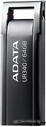 Флеш Диск A-Data 64Gb UR340 AROY-UR340-64GBK USB3.2 черный