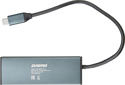 Разветвитель USB-C Digma HUB-3U3.0С-UC-G 4порт. серый