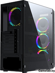 Корпус Powercase Mistral X4 Mesh LED, Tempered Glass, 4x 120mm 5-color fan, чёрный, ATX  (CMIXB-L4)