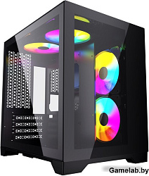 Корпус Powercase Vision Micro, Black, Tempered Glass, 4х 120mm 5-color fan, чёрный, mATX  (CVBM-L4)