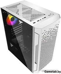 Корпус Powercase Mistral Micro Z3W Mesh LED, Tempered Glass, 2x 140mm + 1х 120mm 5-color fan, белый,