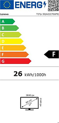 ЖК монитор LENOVO T27P-30/27" Cенсорный экран нет/IPS/3840 х 2160 16:9/350/1300:1/черный/10.4 кг 63A