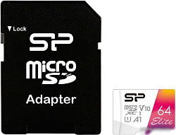 Флеш карта microSDXC 64Gb Class10 Silicon Power SP064GBSTXBV1V20SP Elite + adapter