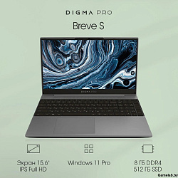 Ноутбук Digma Pro Breve S Core i3 1005G1 8Gb SSD512Gb Intel UHD Graphics 15.6" IPS FHD (1920x1080) W