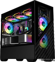 Корпус 1STPLAYER DK D7 Black / mATX / 3x120mm LED fans / D7-BK-3F1