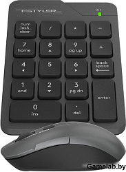 Числовой блок + мышь A4Tech Fstyler FG1600C Air клав:серый мышь:серый USB беспроводная slim (FG1600C