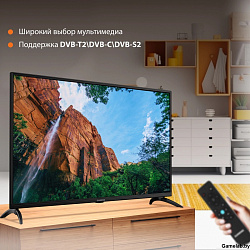 Телевизор LED SunWind 43" SUN-LED43XU400 Яндекс.ТВ черный 4K Ultra HD 60Hz DVB-T DVB-T2 DVB-C DVB-S 