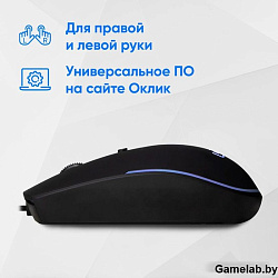 Мышь Оклик 100M черный оптическая (1600dpi) USB для ноутбука (4but)