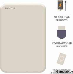 Мобильный аккумулятор Solove W12 5000mAh QC3.0/PD3.0 20W 3A USB-C беспров.зар. бежевый (W12 BEIGE RU