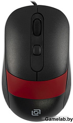 Мышь Оклик 310M черный/красный оптическая (2400dpi) USB для ноутбука (4but)