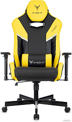 Кресло игровое Knight Thunder 5X черный/желтый эко.кожа крестов. металл