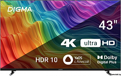 Телевизор LED Digma 43" DM-LED43UBB33 Яндекс.ТВ Frameless черный 4K Ultra HD 60Hz DVB-T DVB-T2 DVB-C