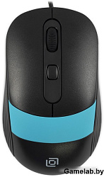 Мышь Оклик 310M черный/синий оптическая (2400dpi) USB для ноутбука (4but)