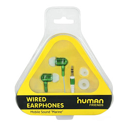 Наушники-вкладыши Human Friends Zipper Green, молния, корпус металл, динамик 10 мм, 32 Ом, провод 12