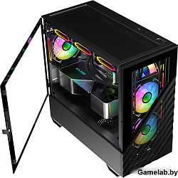 Корпус 1STPLAYER DK D7 Black / mATX / 3x120mm LED fans / D7-BK-3F1