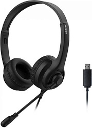 Наушники с микрофоном A4Tech HU-8 черный 2м накладные USB оголовье