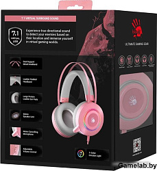 Наушники с микрофоном A4 Bloody G521 розовый 2.3м мониторные USB оголовье (G521 ( PINK ))
