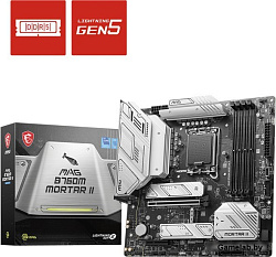 MSI MAG B760M MORTAR II mATX LGA1700 4DDR5 PCI-Ex16 PCI-Ex4 3M.2 4SATA3 USB3.2 Gen2x Wi-Fi 6E 2,5G E