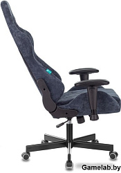Кресло игровое Бюрократ VIKING KNIGHT Fabric синий Light-27 с подголов. крестовина металл