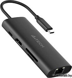 Разветвитель USB-C A4Tech DST-80C 2порт. серый