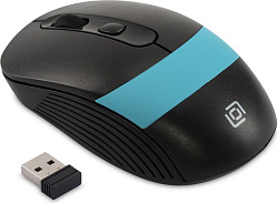 Мышь Оклик 310MW черный/синий оптическая (3200dpi) беспроводная USB для ноутбука (4but)