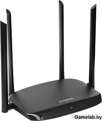 Роутер беспроводной Digma DWR-AC1202 AC1200 10/100/1000BASE-TX черный (упак.:1шт)