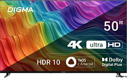 Телевизор LED Digma 50" DM-LED50UBB33 Яндекс.ТВ Frameless черный 4K Ultra HD 60Hz DVB-T DVB-T2 DVB-C