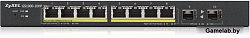 Smart L2 коммутатор PoE+ Zyxel GS1900-10HP, 8xGE PoE+, 2xSFP, настольный, бесшумный, бюджет PoE 77 В