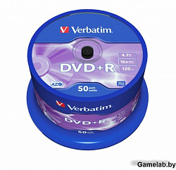 Диск DVD+R Verbatim 4.7Gb 16x Cake Box (50шт) (43550)