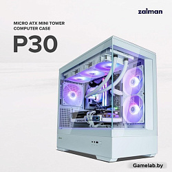 ZALMAN P30 White, MATX, WHITE, WINDOW, 2x3.5", 3x2.5", 1xUSB TYPE-C, 1xUSB3.0, SIDE 2x120mm ARGB, RE
