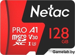 Флеш карта microSDXC 128Gb Class10 Netac NT02P500PRO-128G-R P500 Extreme Pro + adapter