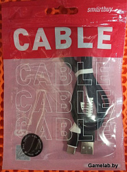 Кабель USB - Type-C, 1.0м, 2А, SmartBuy [iK-3112FL black] в TPE оплет. Flow 3D, мет. нак.