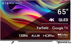Телевизор QLED Digma Pro 65" QLED 65L Google TV Frameless черный/серебристый 4K Ultra HD 120Hz HSR D