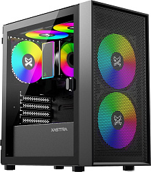 Корпус XASTRA  A305M 3ARGB Black mATX/Mesh/ tempered glass / 2x140mm + 1x120mm ARGB PWM fans/ Door/ 