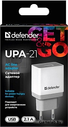 Сетевой адаптер Defender UPA-21 белый, 1xUSB, 5V/2.1А