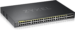 Гибридный L2 коммутатор PoE+ Zyxel NebulaFlex Pro GS2220-50HP, rack 19", 44xGE PoE+, 4xCombo (SFP/RJ