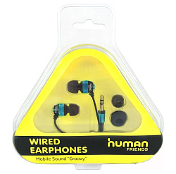 Наушники-вкладыши Human Friends Groovy Blue, корпус металл, динамик 10 мм, 32 Ом, провод 120 мм, раз