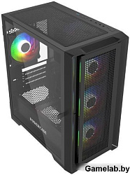 Корпус Powercase Alisio Micro X4B V2, Tempered Glass, 4х 120mm ARGB fans, ARGB HUB, чёрный, mATX  (C